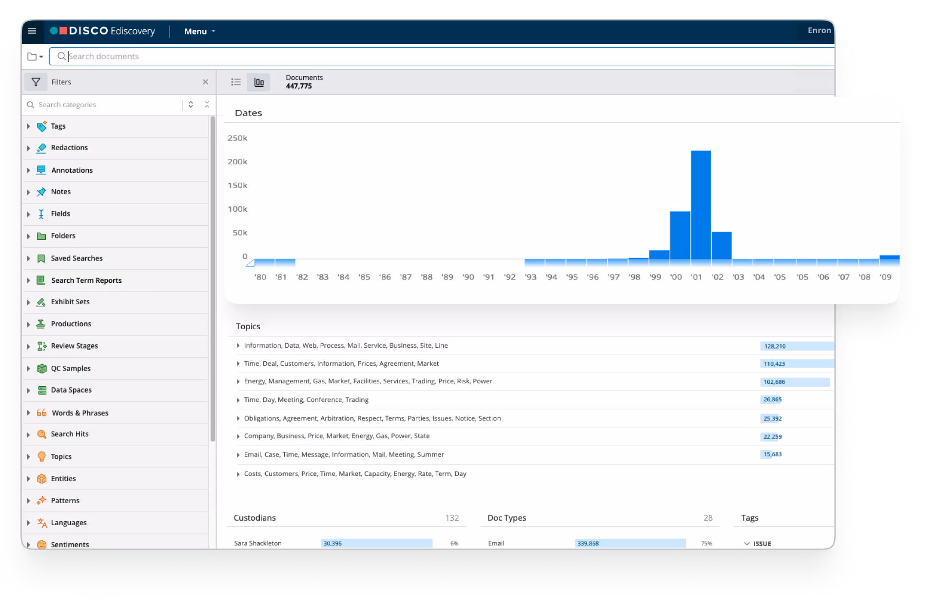 Screenshot of DISCO Ediscovery