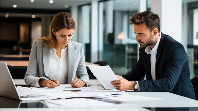 group of people talking in office