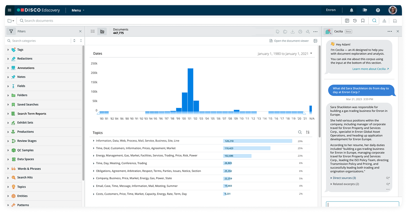 Analyze dense and complex legal documents with Cecilia AI