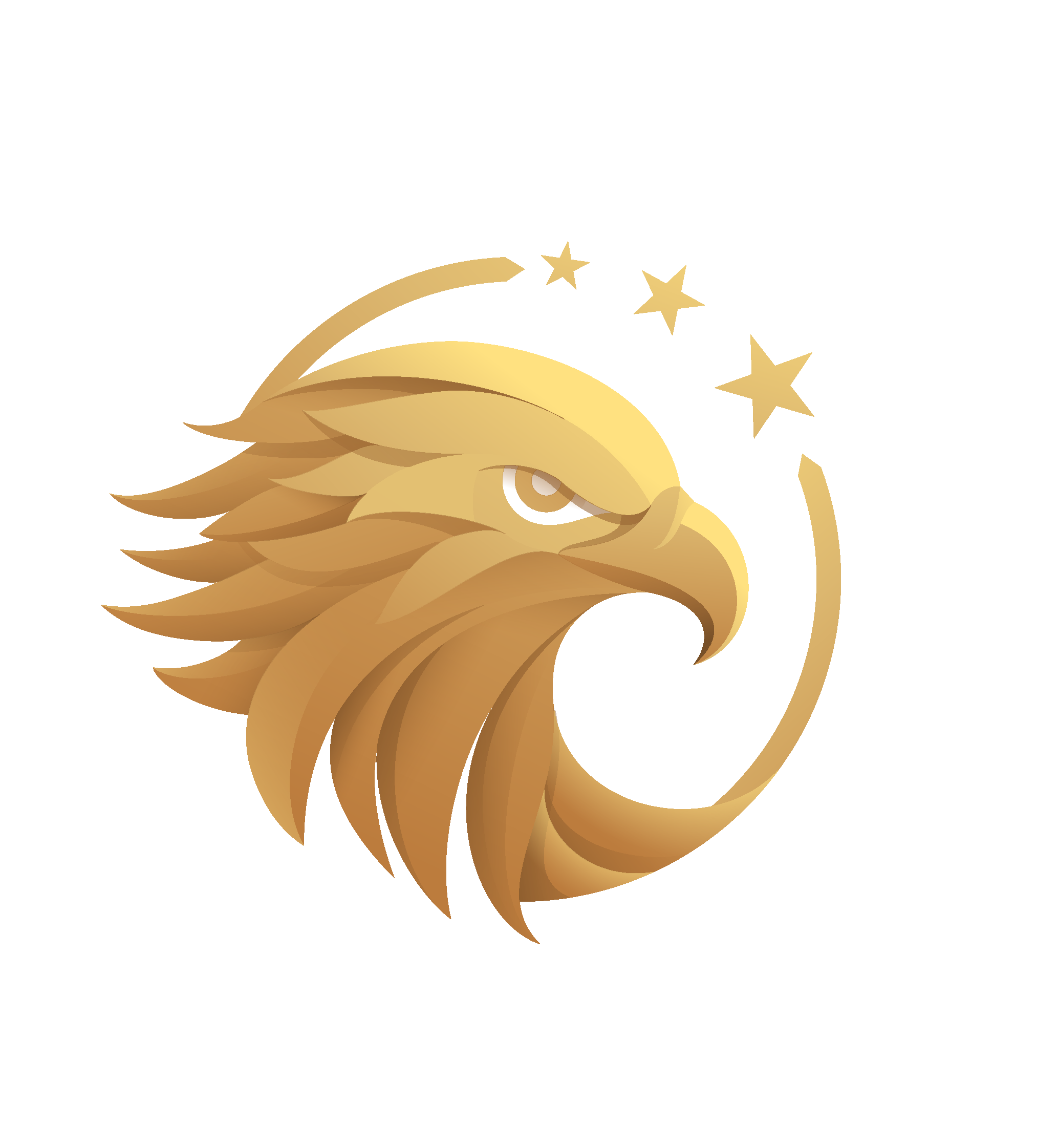 A gold eagle with three star icon