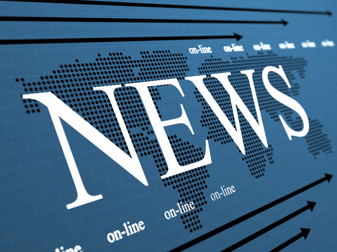 light blue background with the word NEWS across