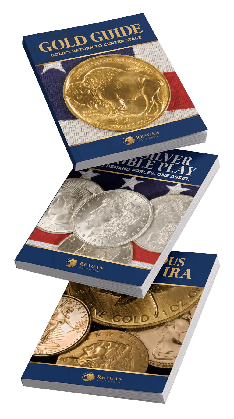 Three guides featuring Gold, Silver, and Precious Metals IRA