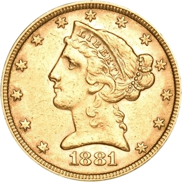 Liberty Head $5 Gold Coin obverse
