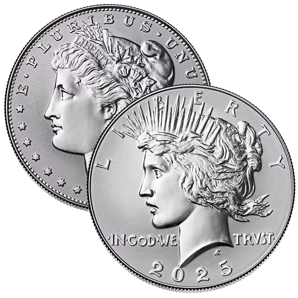 Morgan & Peace Reverse Proof Two-Coin Set obverse