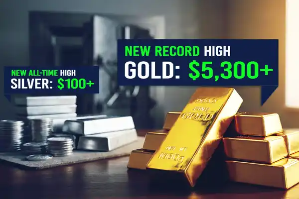 Gold Hits $5,300 as Silver Tops $100
