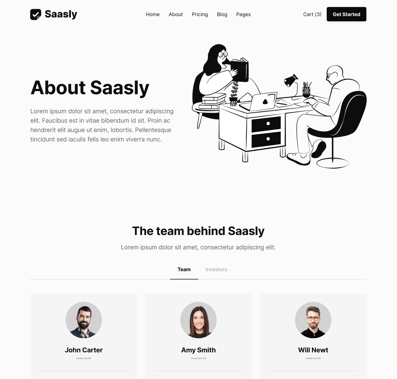 Saasly - About page - SaaS Webflow Template