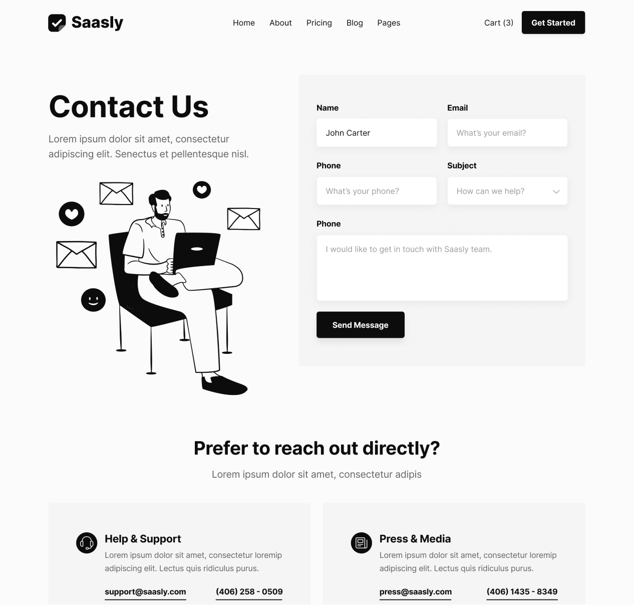 Saasly - Contact page - SaaS Webflow Template