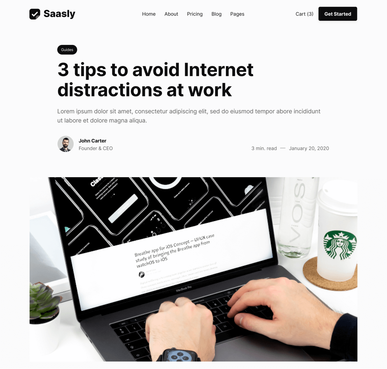 Saasly - Blog Post page - SaaS Webflow Template