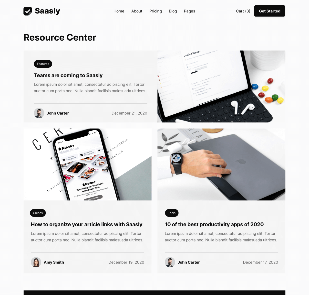 Saasly - Blog page - SaaS Webflow Template