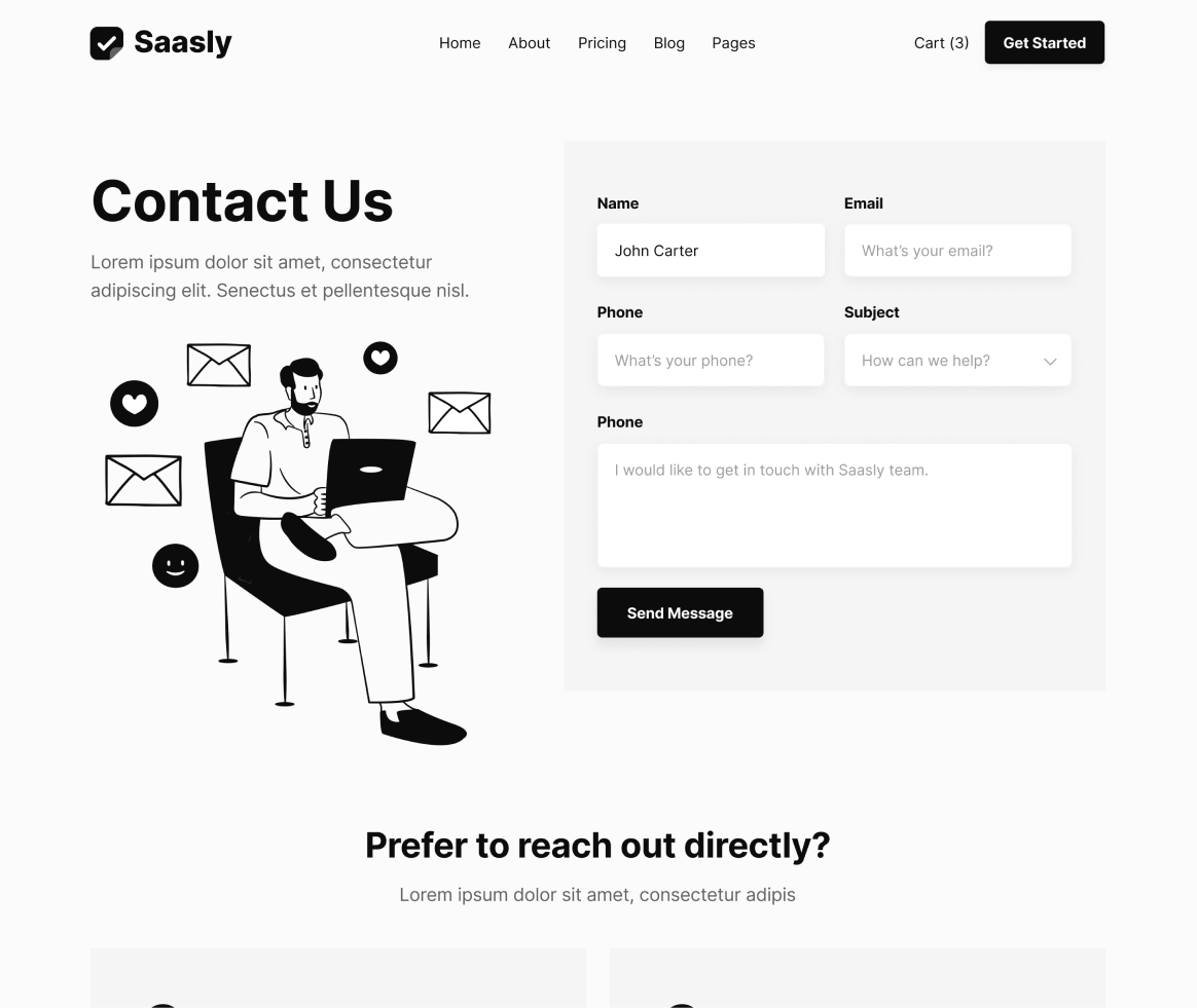 Saasly - Contact page - SaaS Webflow Template