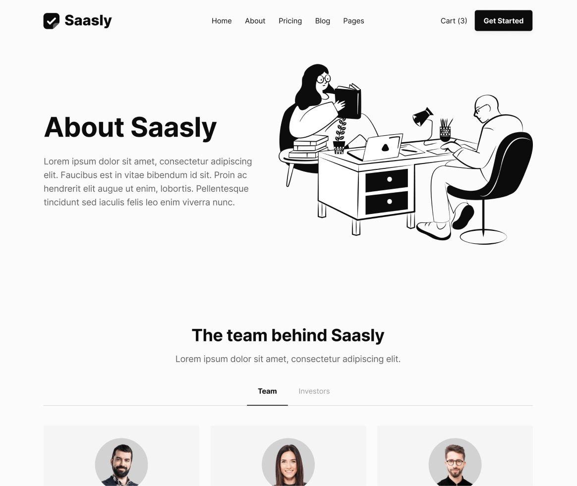 Saasly - About page - SaaS Webflow Template
