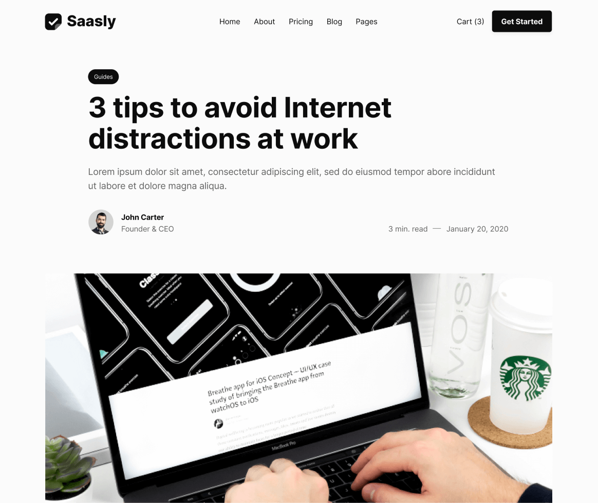 Saasly - Blog Post page - SaaS Webflow Template