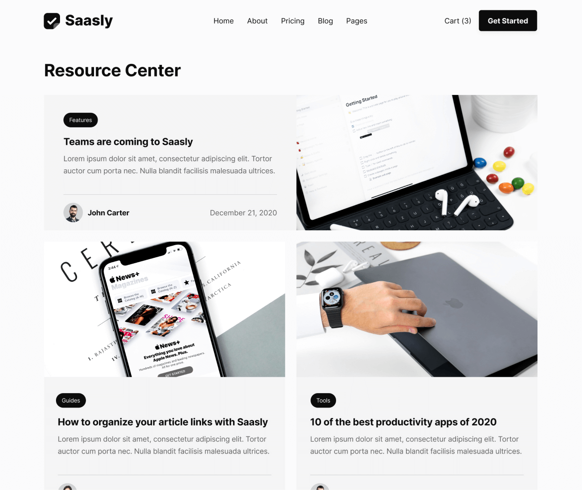 Saasly - Blog page - SaaS Webflow Template
