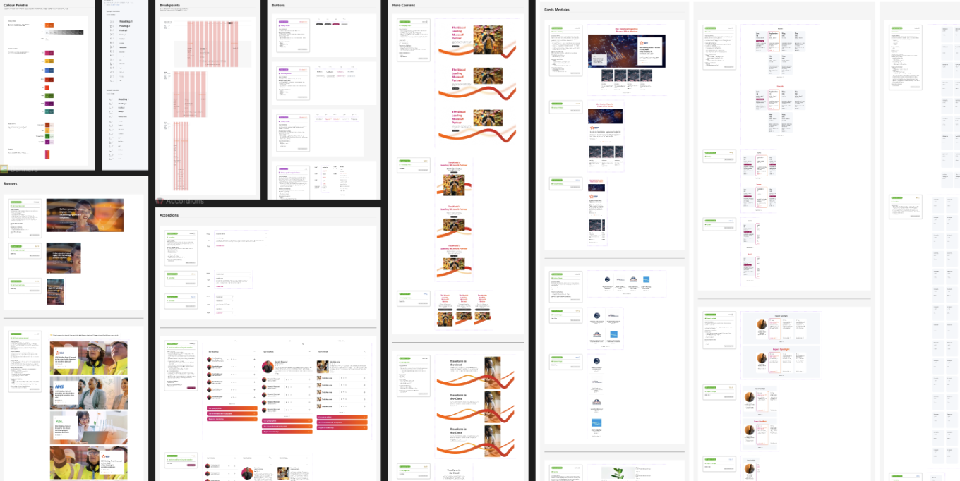 Collection of screenshots documenting the design system and the level of detail for each component variation and its documentation.