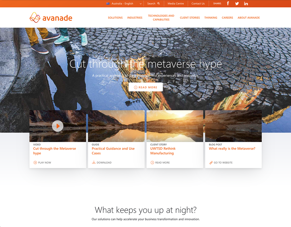 Screenshot of the previous site experience -- cluttered, outdated, and unclear from an identity perspective.