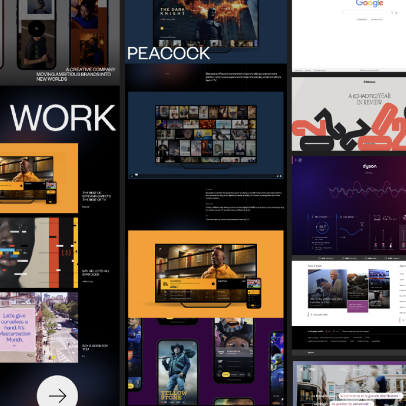 Collage of examples of avant garde sites.