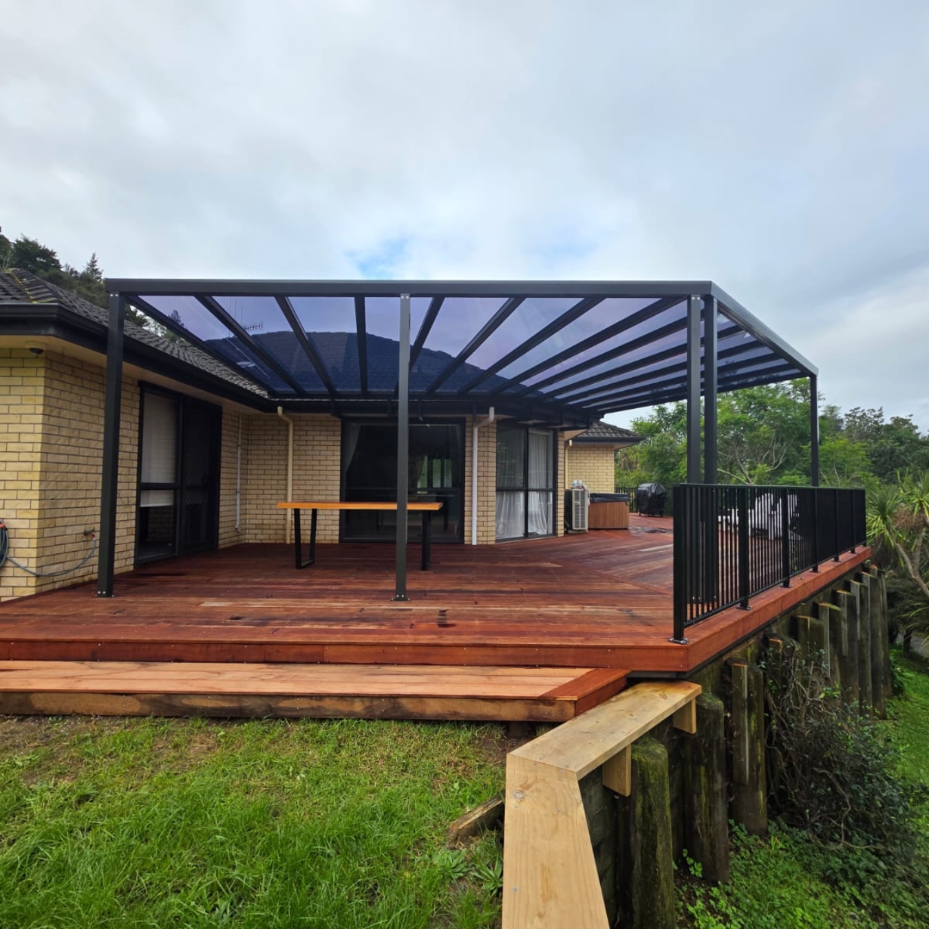 Custom pergola built to suit tricky angles in Tikipunga, Whangarei, by Shadeland