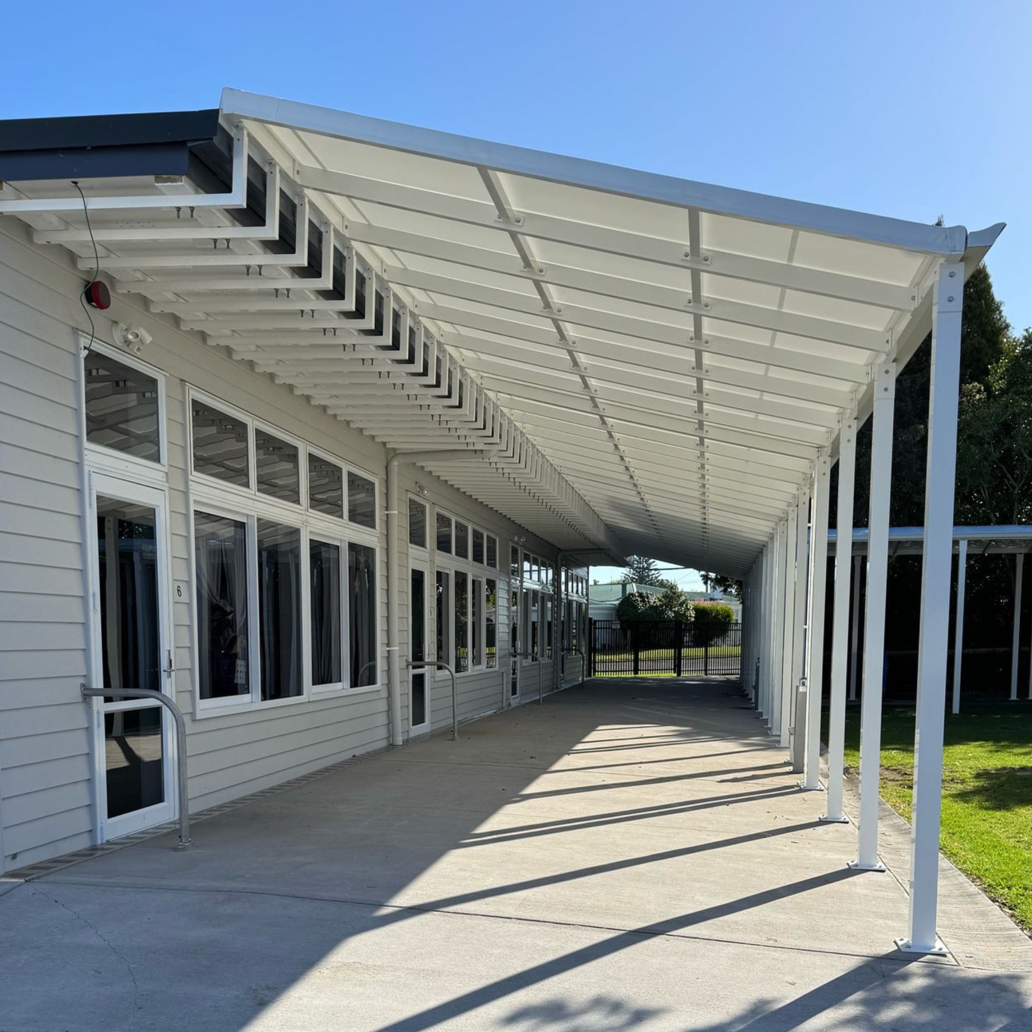 School canopies creating outdoor learning and play spaces at Dargaville Intermediate, by Shadeland