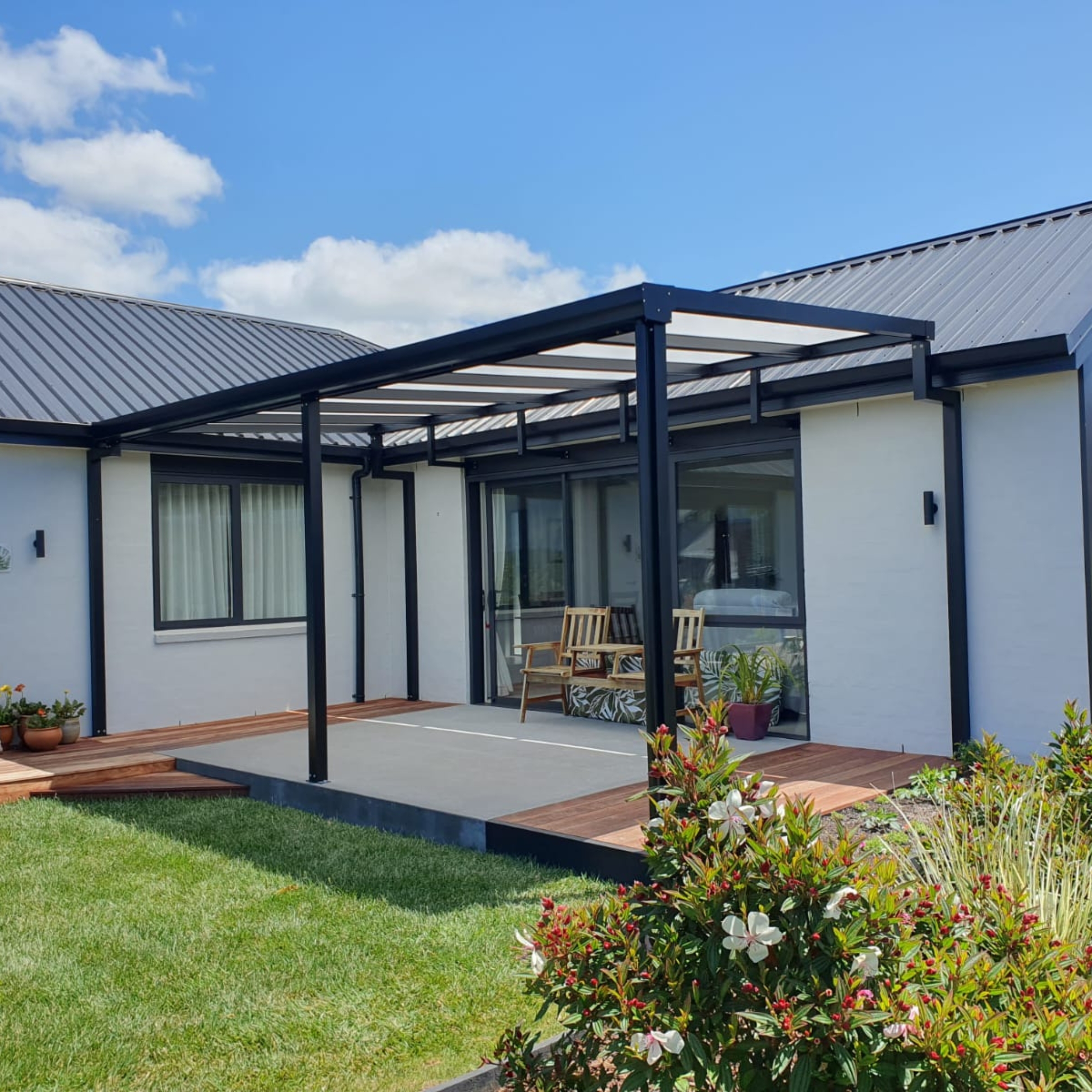 Pergola at Arvida Retirement Village in Kerikeri, installed by Shadeland