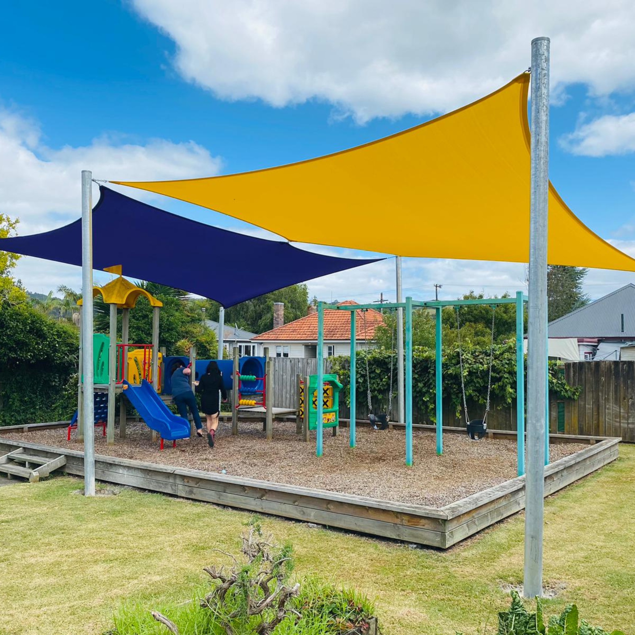 Playground shade sails at Plunket Whangarei, installed by Shadeland