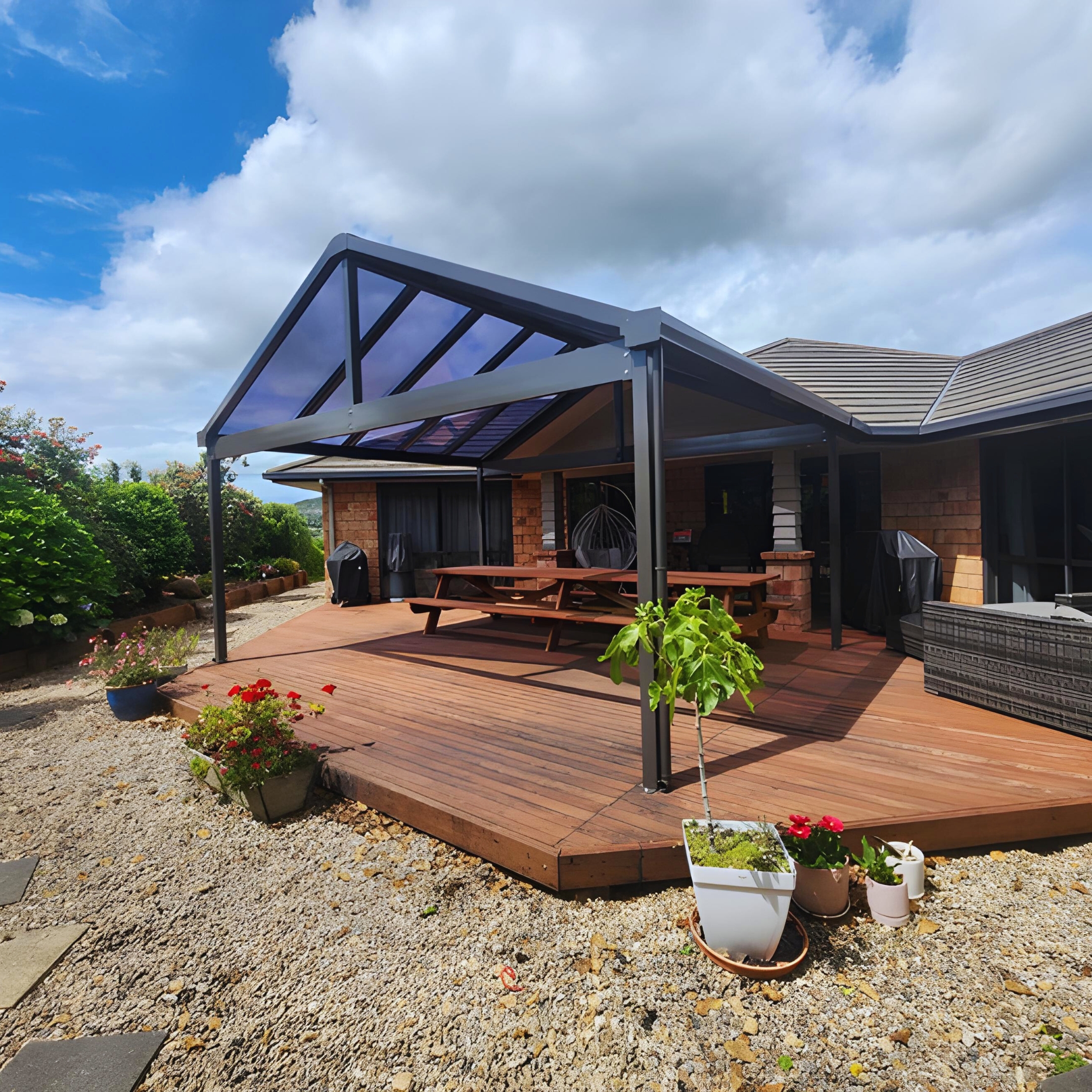 Custom gable pergola outdoor room in Maunu, Whangarei, by Shadeland