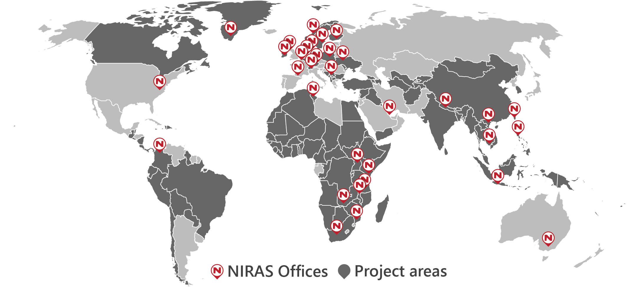 NIRAS Offices & Project Areas Map