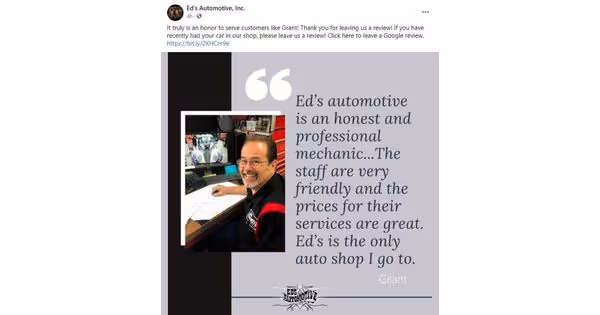 Promoting Google reviews on social media example