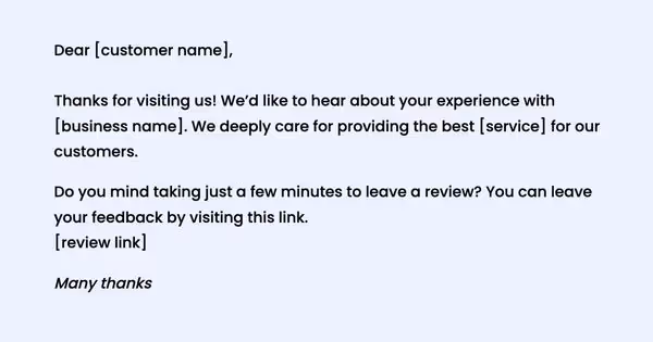 An example of a transactional email