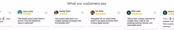 Google reviews embedded on a website