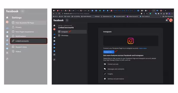Connecting Instagram account via Facebook Page settings