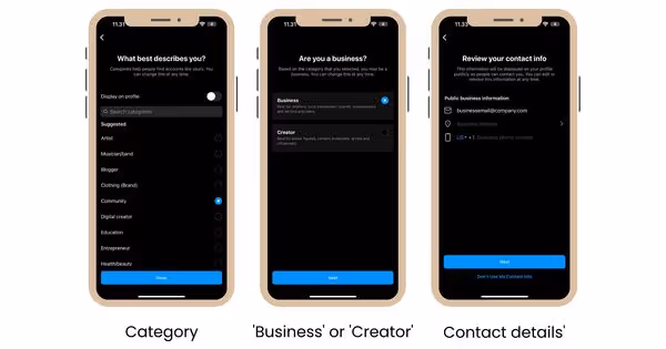 Adding category and contact details to Instagram Business account
