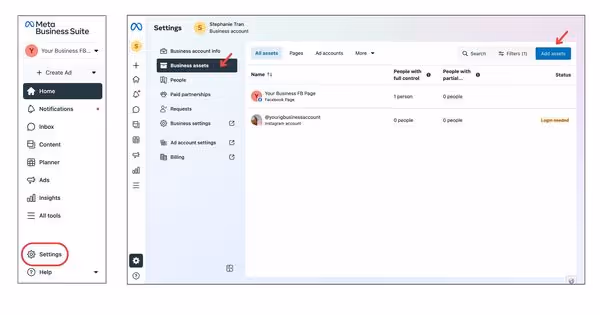 Add assets in Meta Business Suite