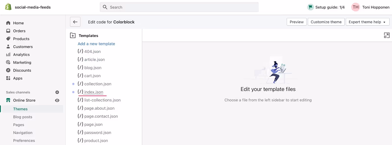 Editing Shopify’s homepage