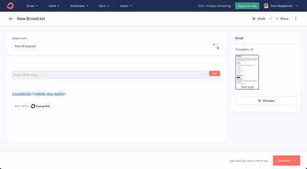 HTML block on ConvertKit content