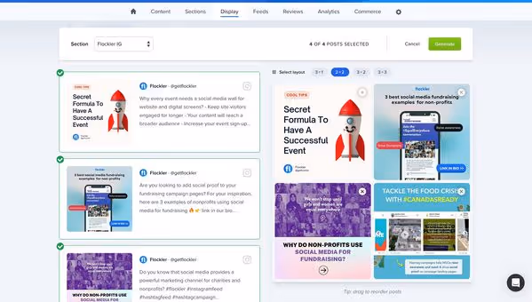 Choosing posts to the Instagram email block