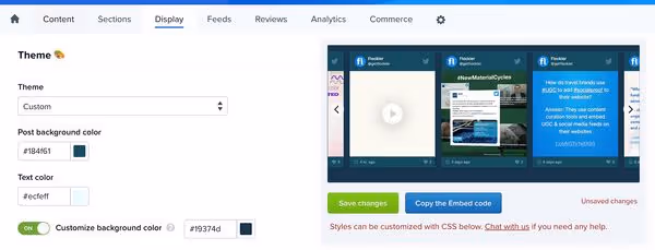 Customizing the social media feed design on the Flockler app