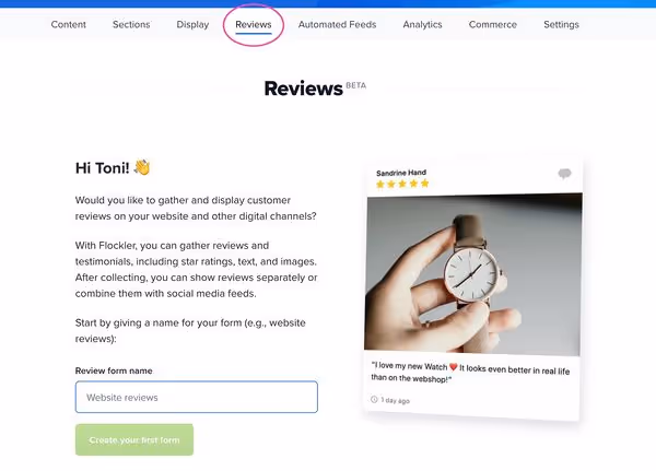 Creating your first form to gather testimonials and reviews