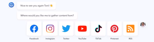 Selecting a content source on the Flockler app