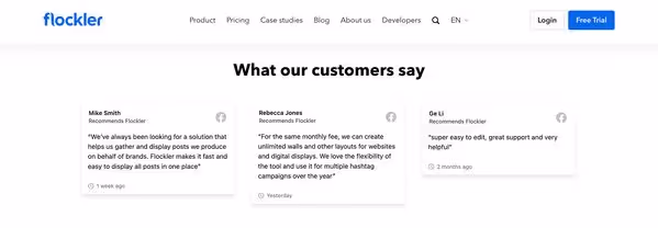 Facebook reviews on website