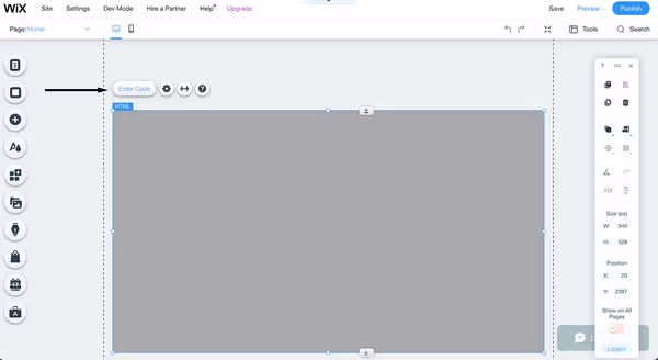 Add an embed code to Wix