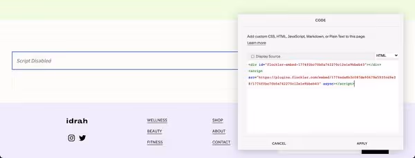 Add Flockler’s embed code to Squarespace