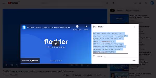 YouTube video embed code example