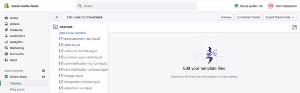 Adding a new template to Shopify