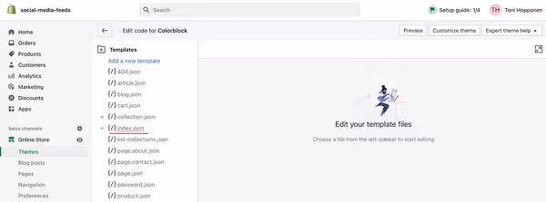 Editing the Shopify homepage