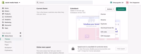 Editing Shopify theme
