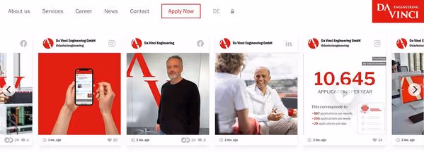 A Facebook feed on WordPress website example