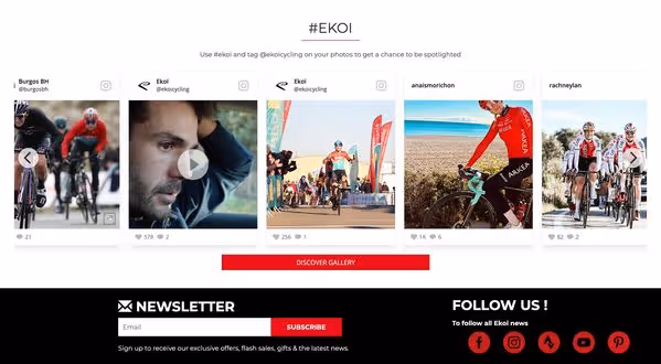 Social media feed embedded on Ekoi’s webshop