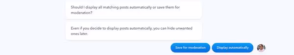 Moderation options on the Flockler app
