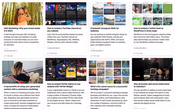 An example of an RSS feed embed for a website