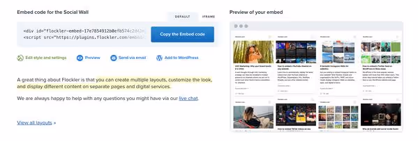 An RSS feed embed code example